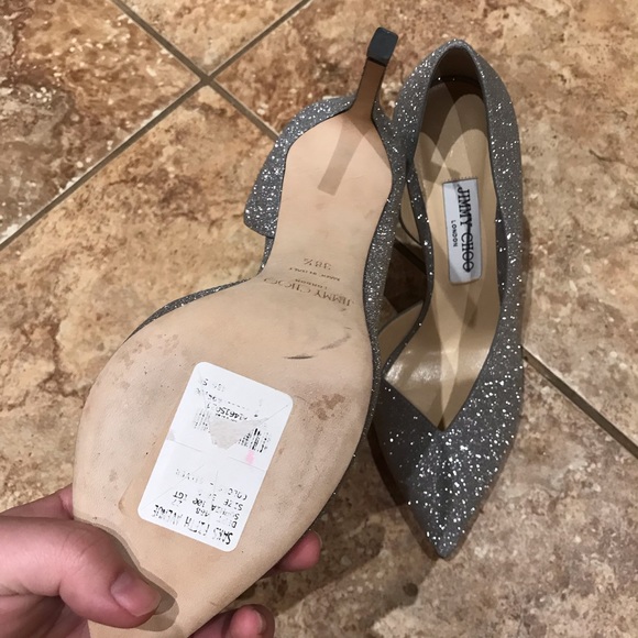 Jimmy choo SOPHIA 85 Silver Fine Glitter Pumps